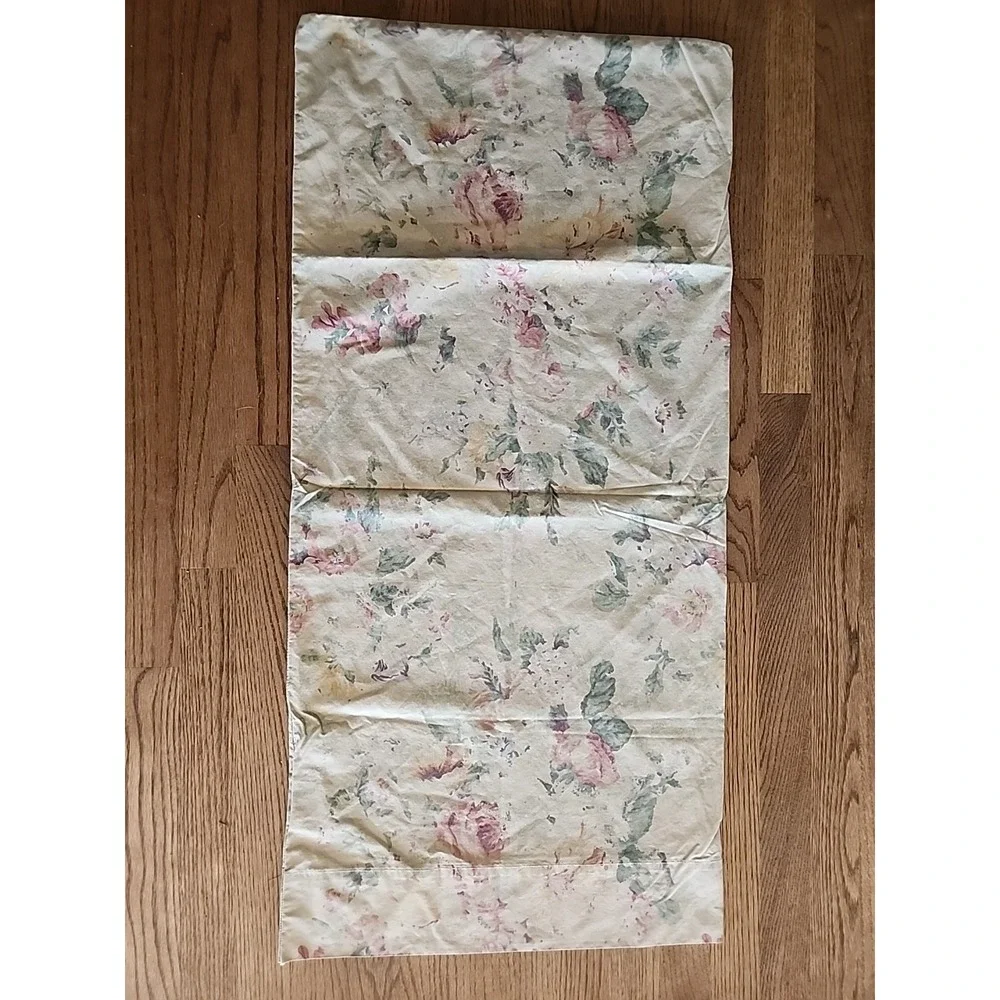 Vintage Ralph Lauren Francesca Tea Stain Pink Green Floral KING Pillowcase